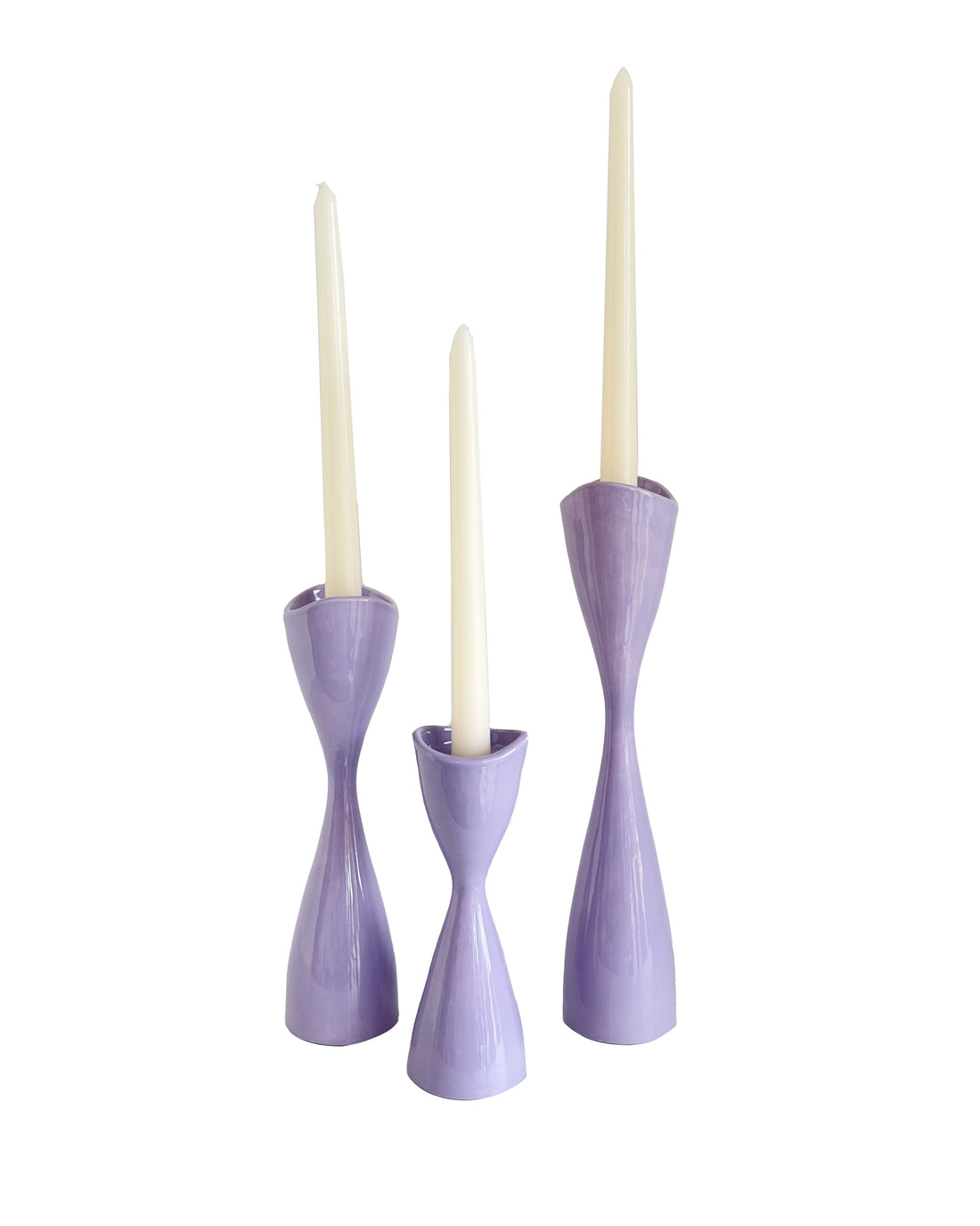 Tulip Candlestick Holders in Purple Tweed