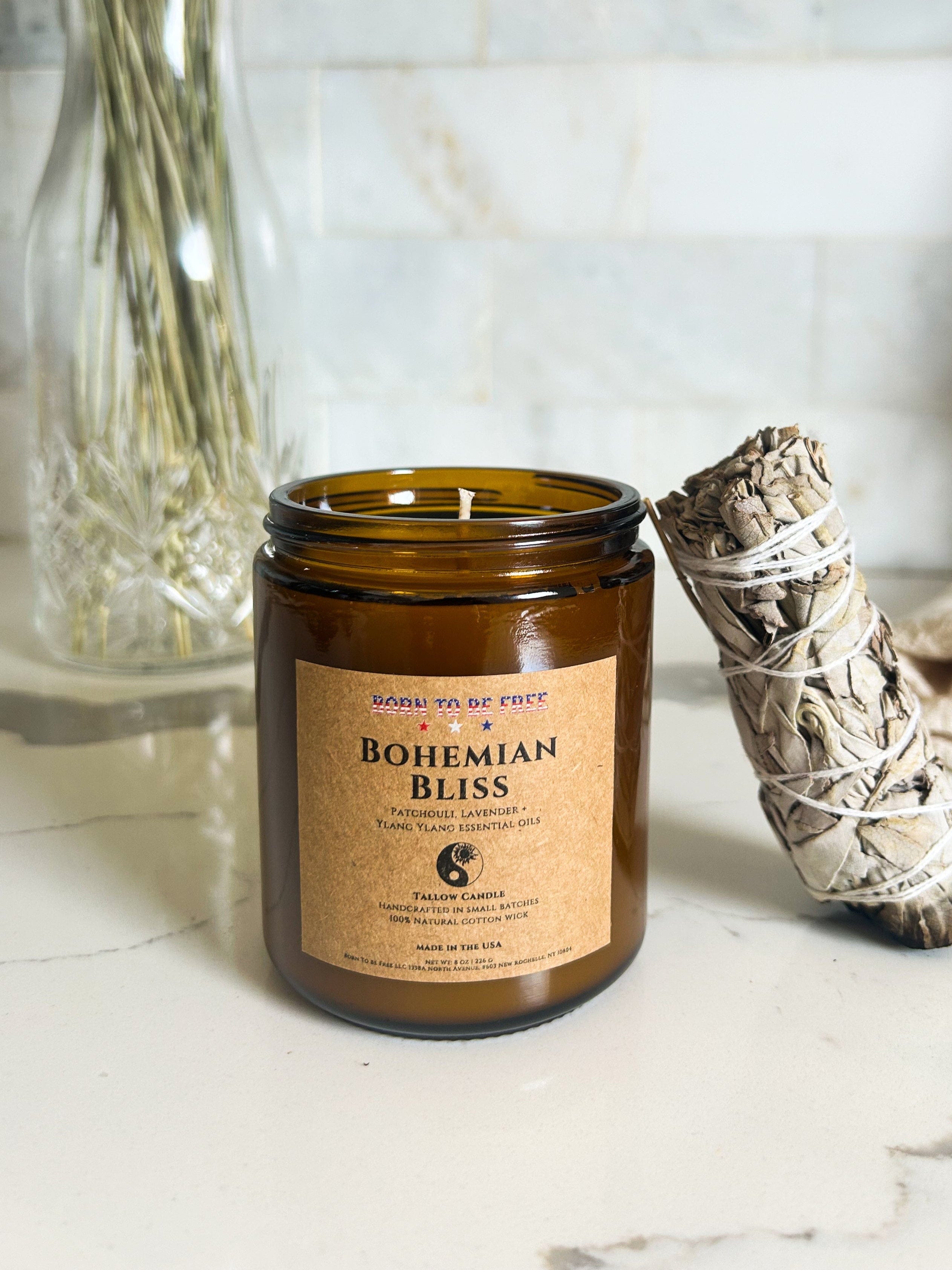 Born To Be Free Candle 8 oz Bohemian Bliss Tallow Candle