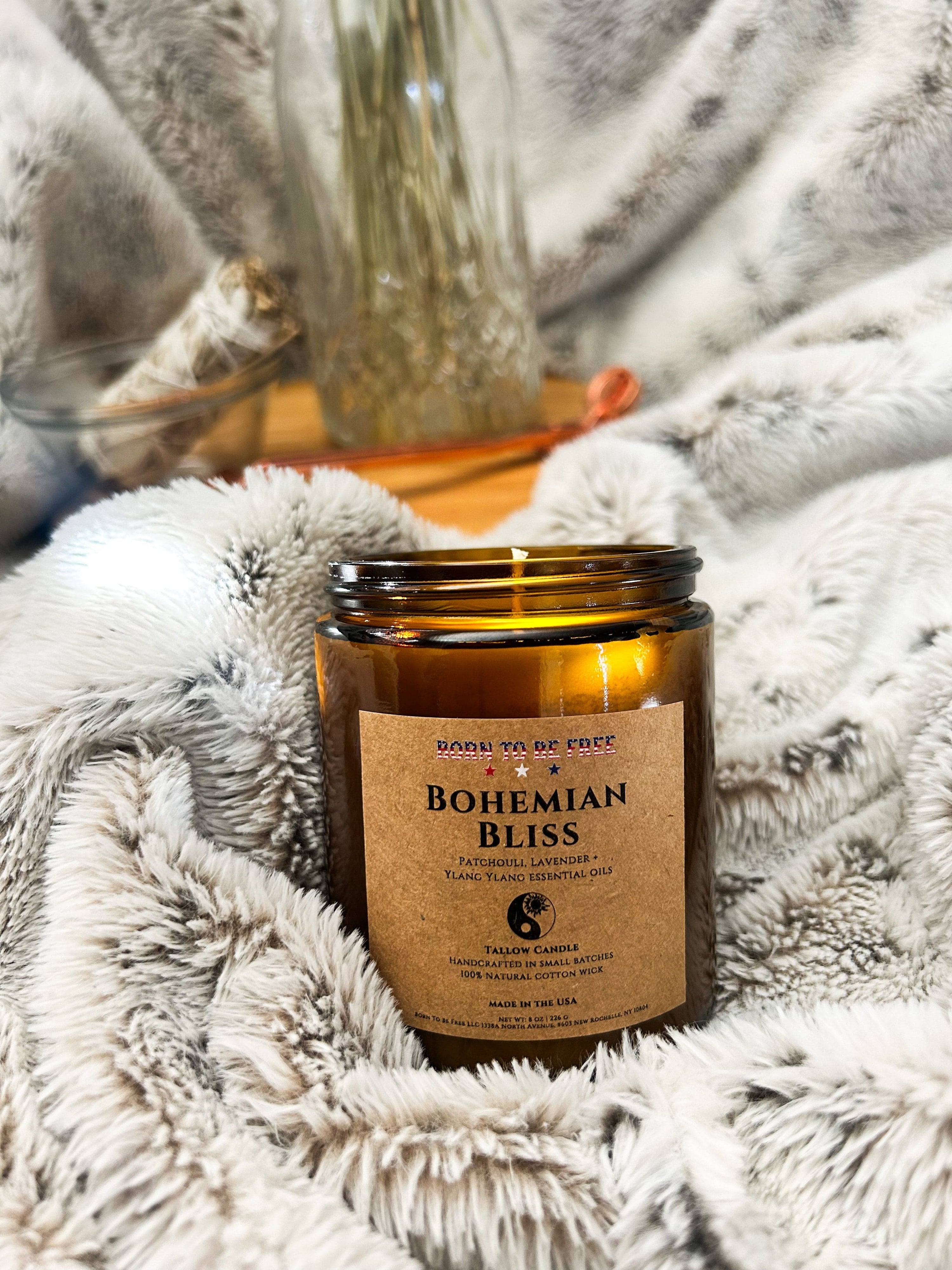 Born To Be Free Candle 8 oz Bohemian Bliss Tallow Candle