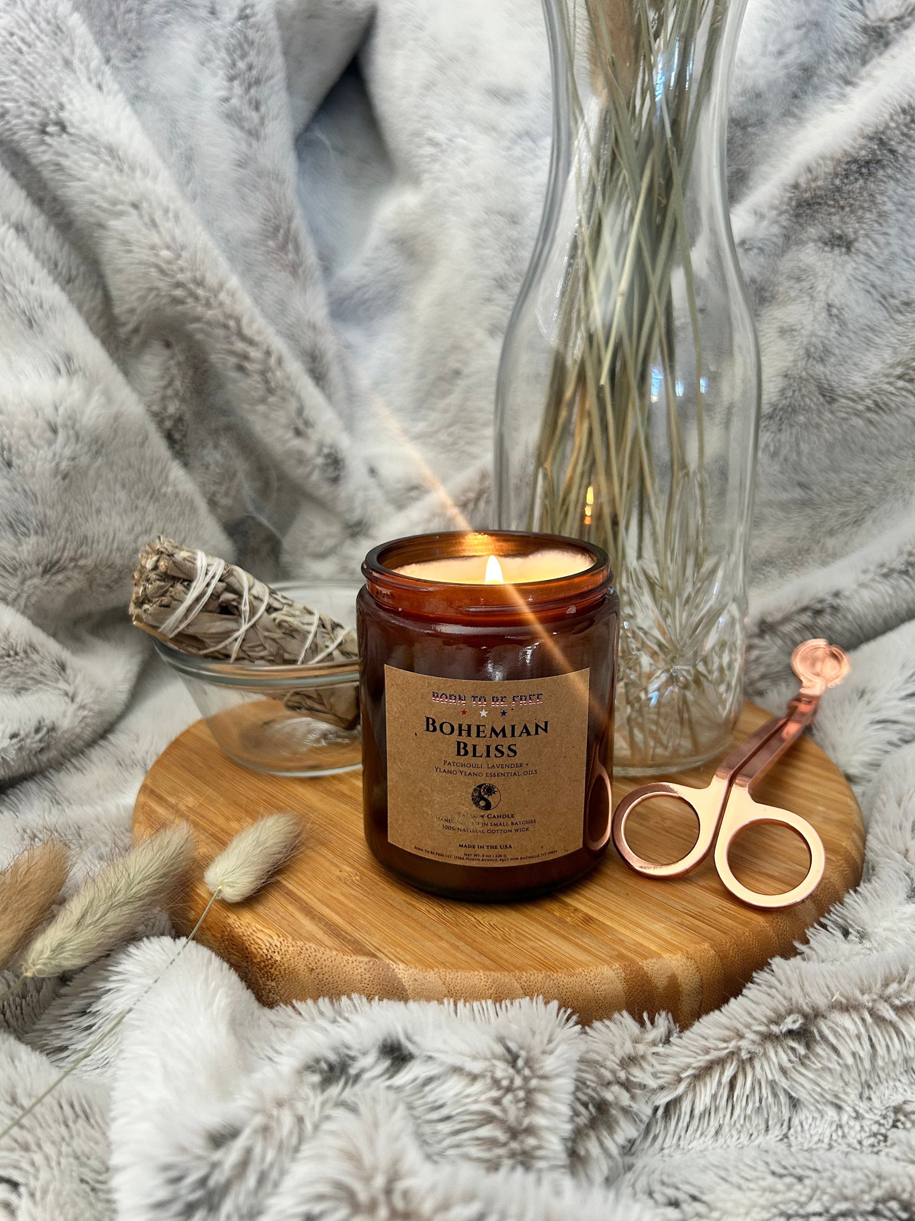 Born To Be Free Candle 8 oz Bohemian Bliss Tallow Candle