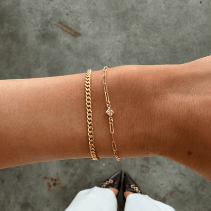 Cuffed by Nano LLC Birthstone + Gabi Curb Bracelet Stack