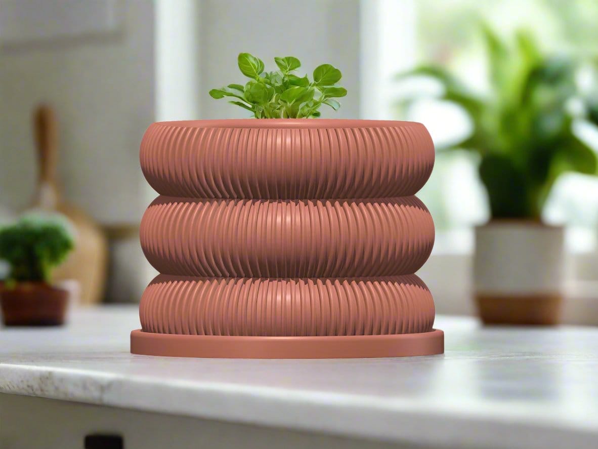 homegoods plant pots Rosebud Ribbed Bubble Plant Pot With Drainage and Saucer – My American Goods