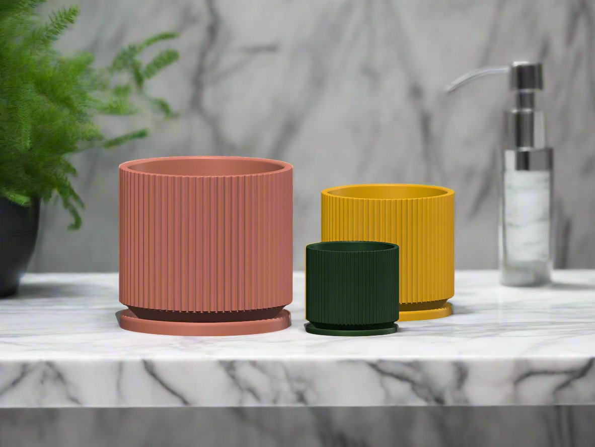 Mid-Century Ribbed Planter - My American Goods