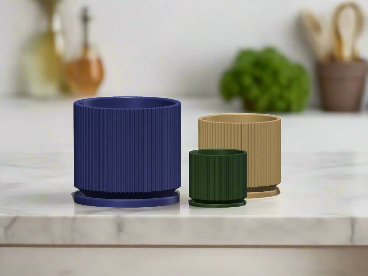 Rosebud HomeGoods Pots &amp; Planters Mid-Century Ribbed Planter