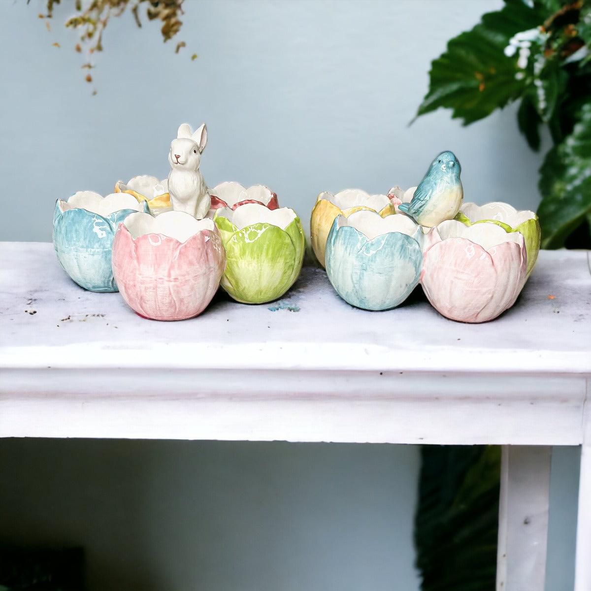 Gia Roma Wooden Easter Decor Tidbit Dish Pastel