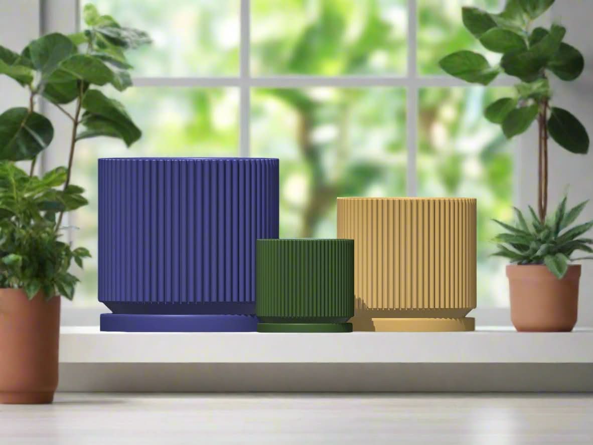 Rosebud HomeGoods Pots &amp; Planters Mid-Century Ribbed Planter