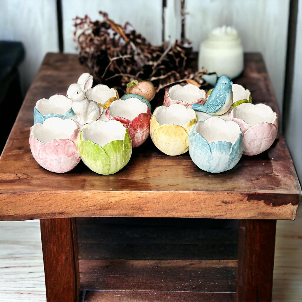 Gia Roma Wooden Easter Decor Tidbit Dish Pastel