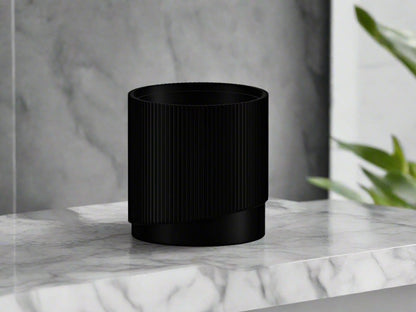 Mid-Century Ribbed Planter with Drainage and Saucer in Multiple Colors, 3D Printed Planter with Unique Modern Design, Lightweight, Wave