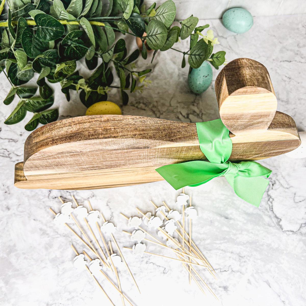 Gia Roma Wooden Easter Decor Bunny Board + Toothpick Set