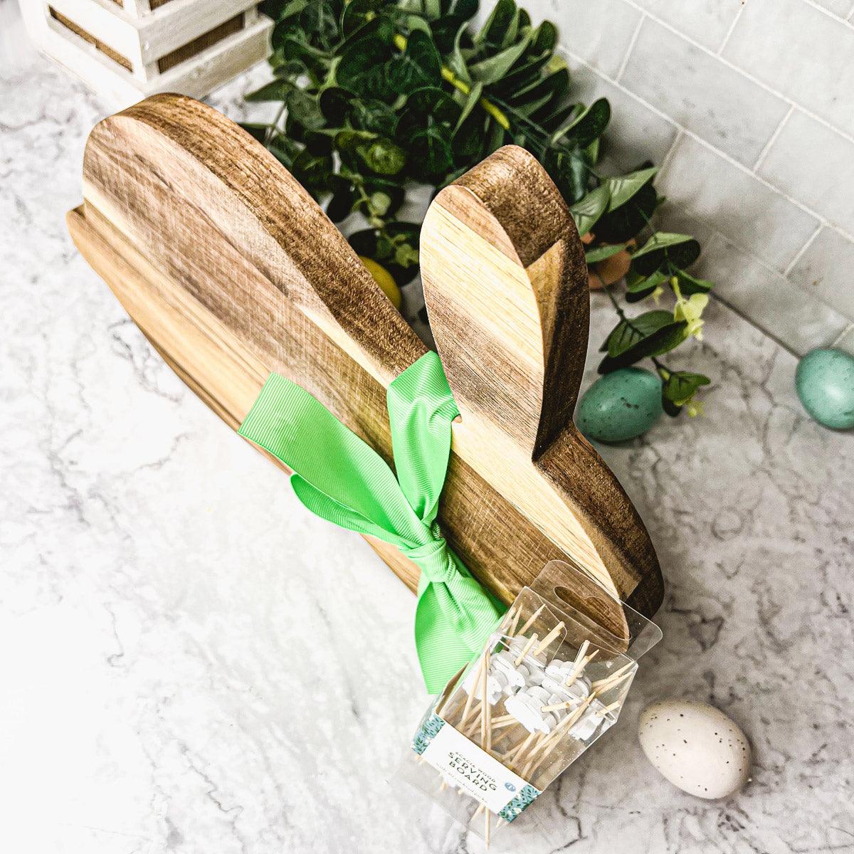 Gia Roma Wooden Easter Decor Bunny Board + Toothpick Set