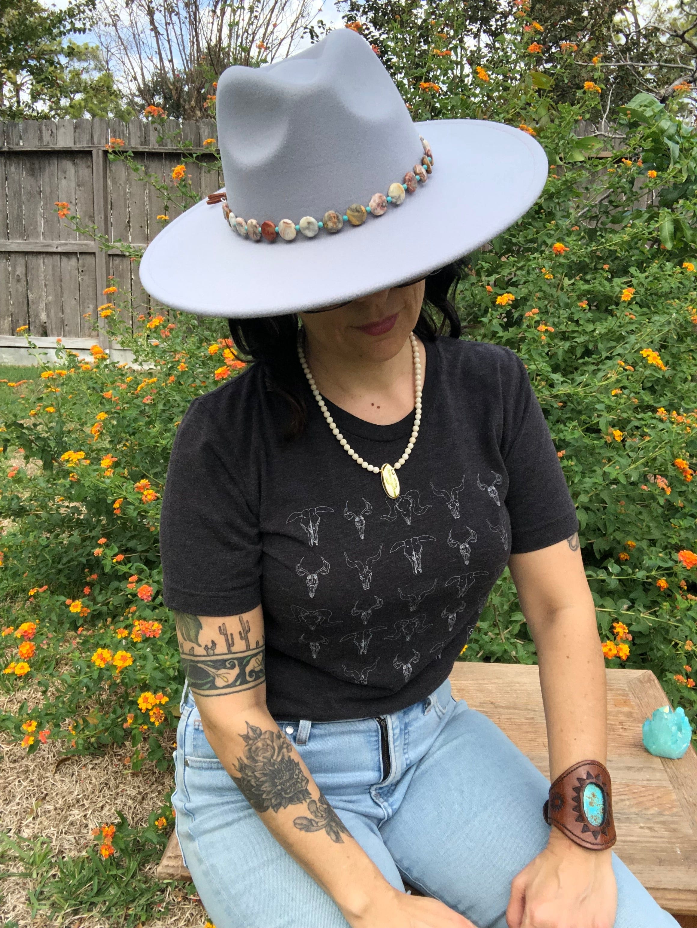 Adriana Soto Joyeria Hat band Crazy Lace Agate Hatband, Gemstone Hat Band