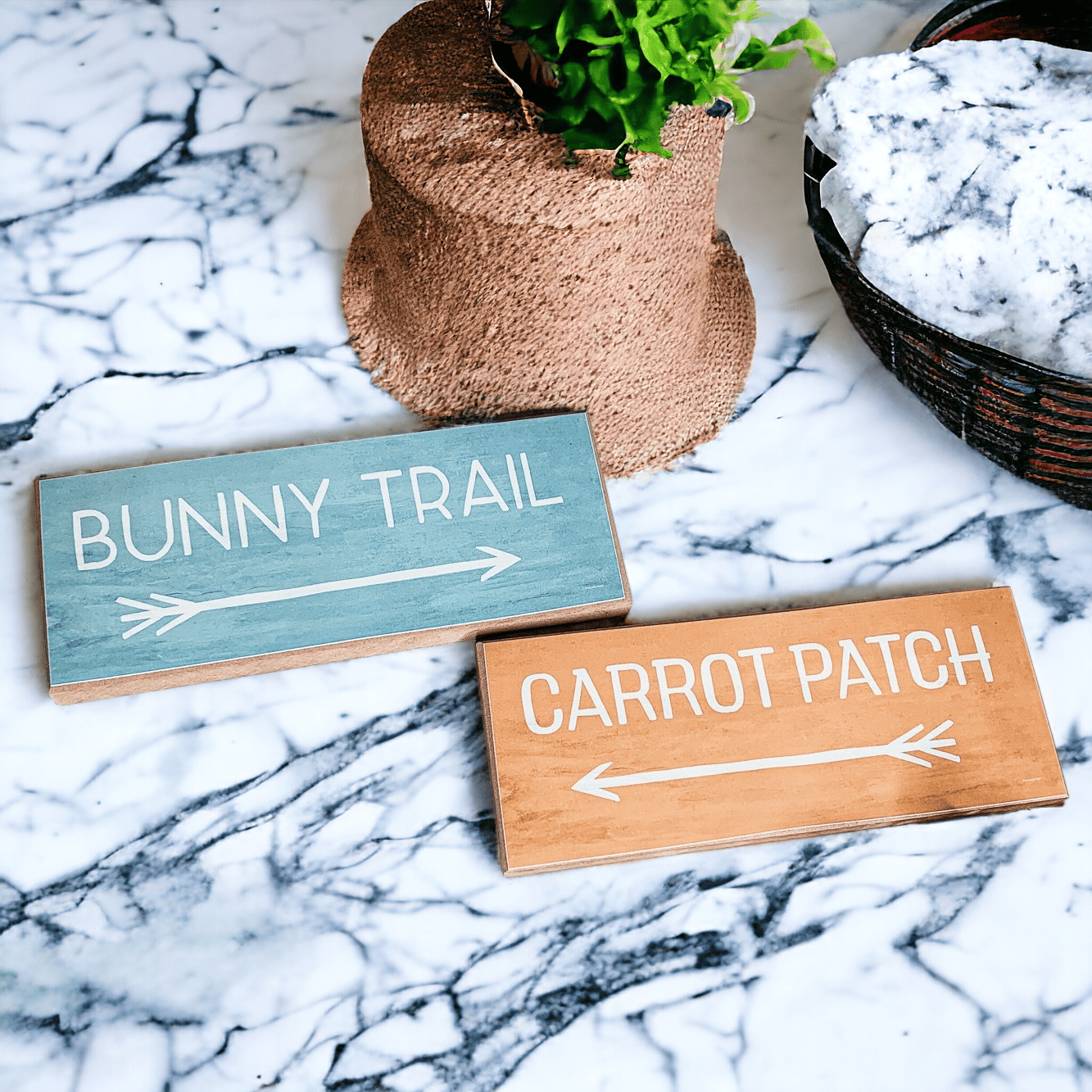 Gia Roma wooden block sign Bunny Trail or Carrot Patch