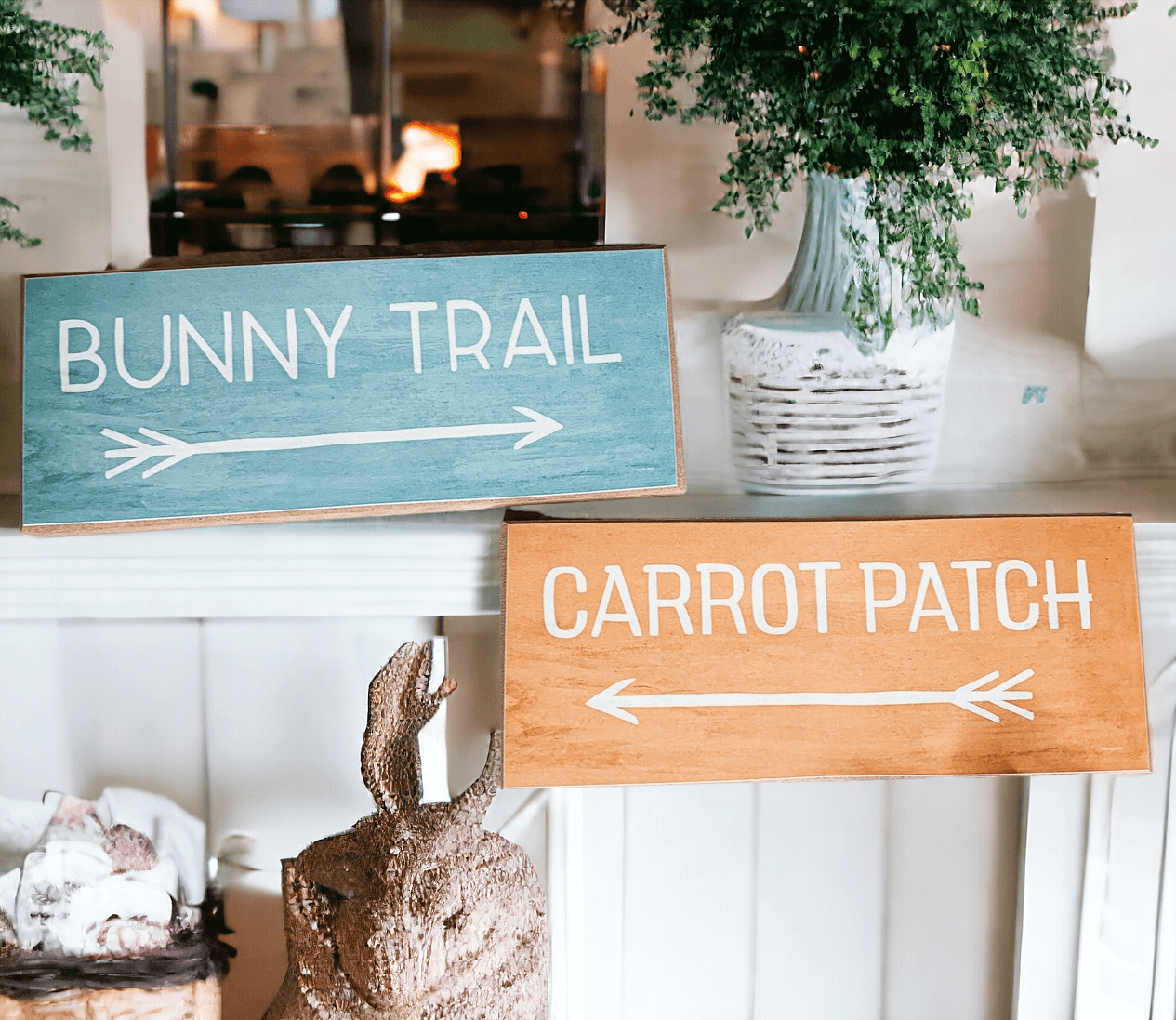 Gia Roma wooden block sign Bunny Trail or Carrot Patch