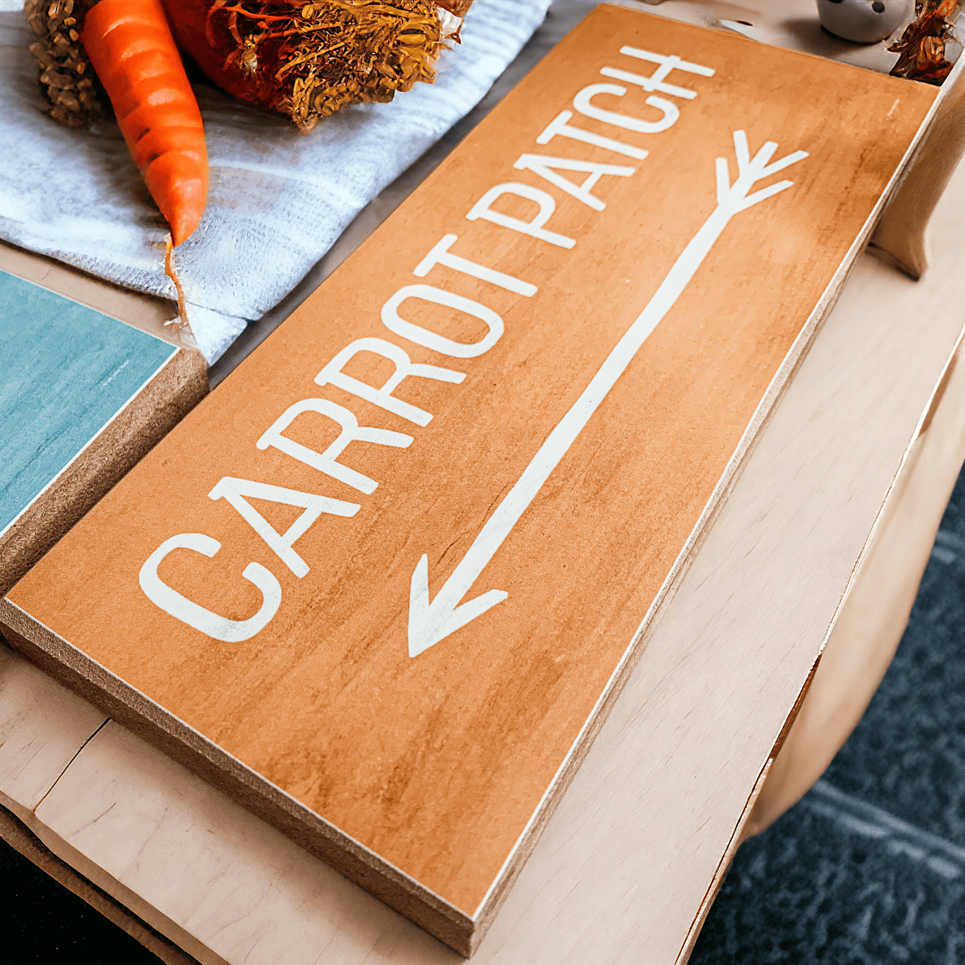 Gia Roma wooden block sign Bunny Trail or Carrot Patch
