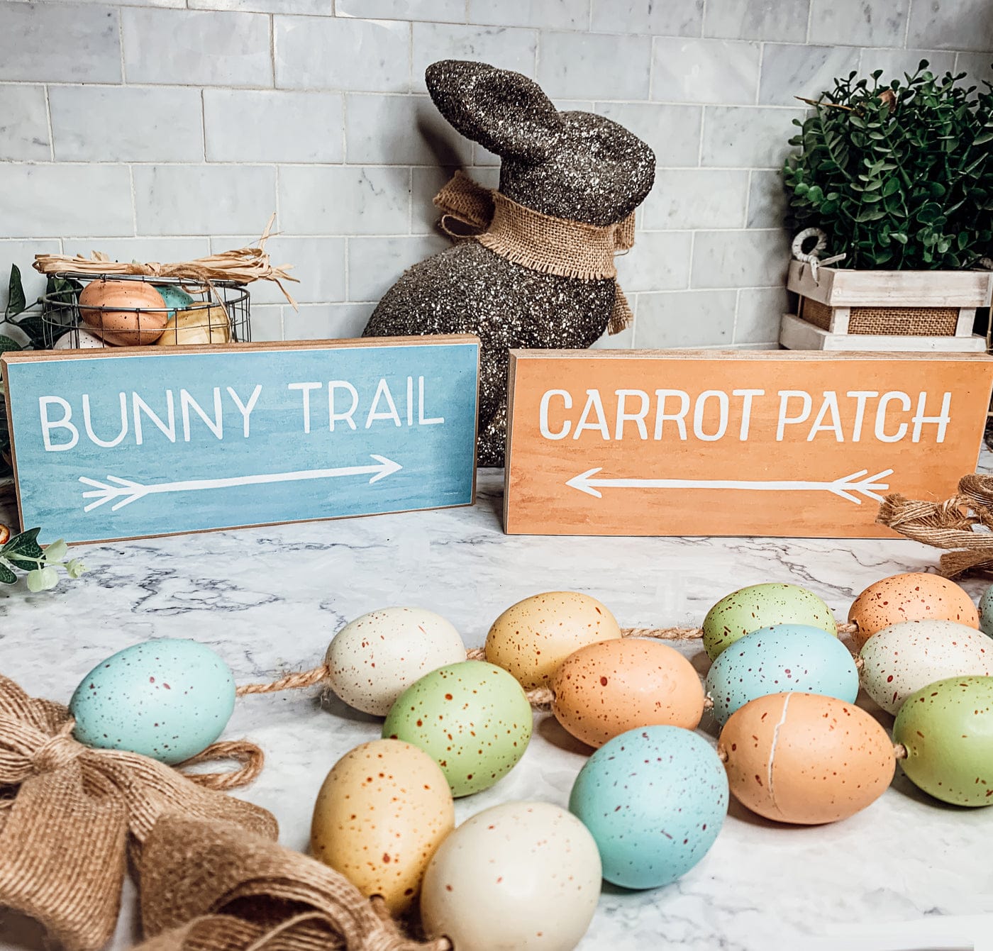Gia Roma wooden block sign Bunny Trail or Carrot Patch