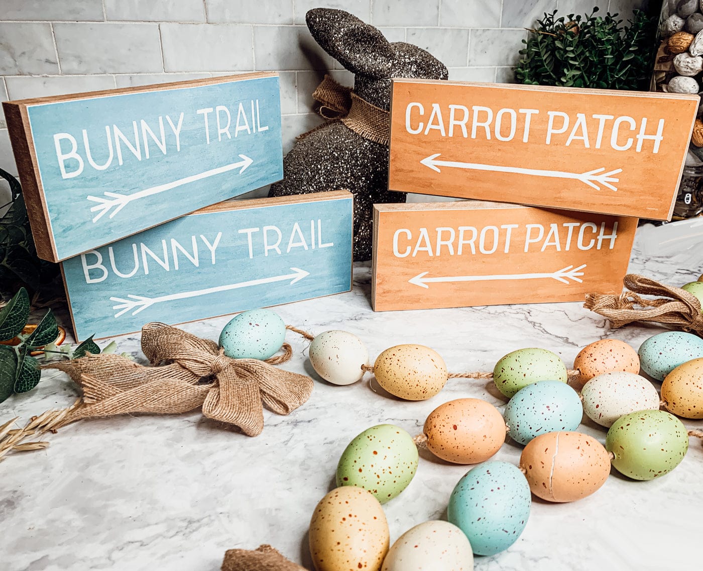 Gia Roma wooden block sign Bunny Trail or Carrot Patch