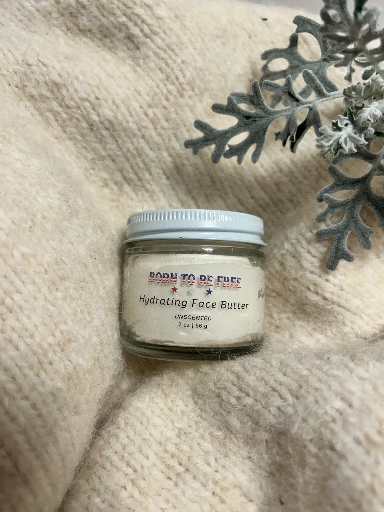 Born To Be Free Face cream 2 oz Glass Jar Hydrating Face Butter without Essential Oils