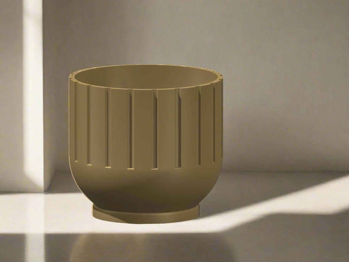 Rosebud HomeGoods Modern Indoor Planter with Drainage – 3D Printed Fluted Plant Pot, Vertical Ribbed Design, Minimalist Decor Accent, Mid-Bubble
