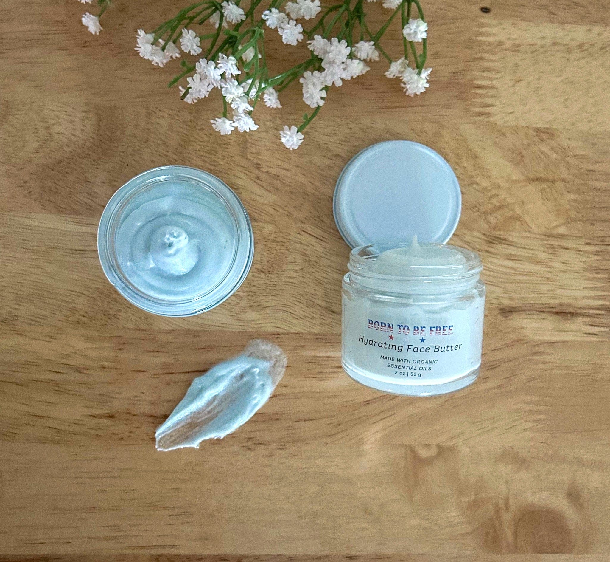 Born To Be Free Face cream 2 oz Glass Jar Hydrating Face Butter with Essential Oils