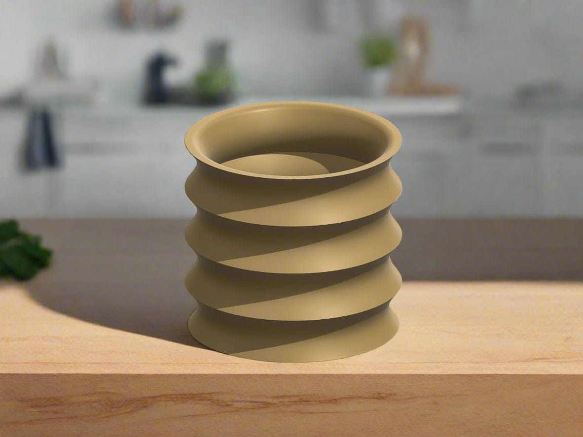 Rosebud HomeGoods Rippled Plant Pot with Drainage – Modern Organic Indoor Planter with Saucer, 3D Printed Wavy Pot for Houseplants - BRIM