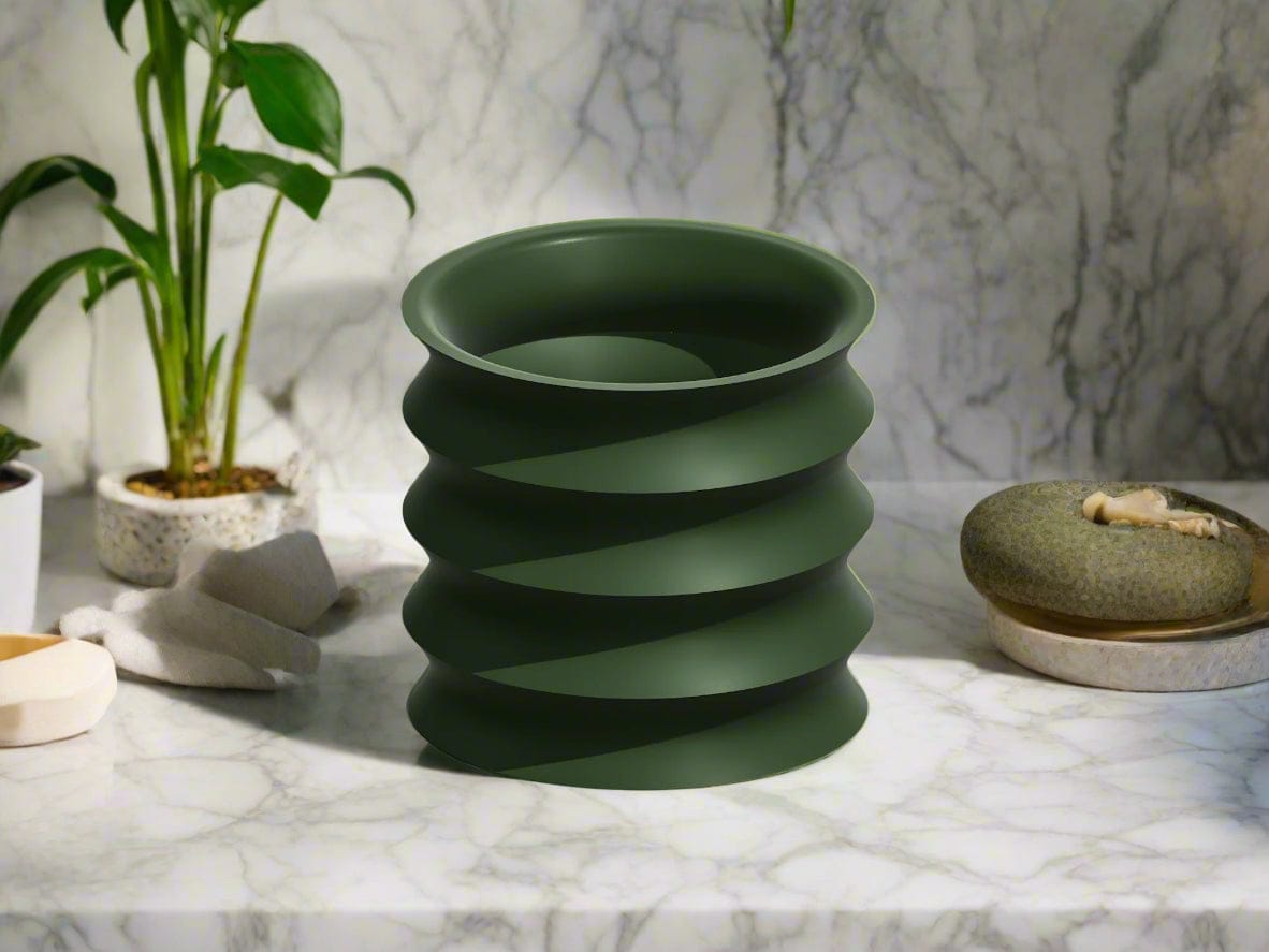 indoor planter with drainage and saucer Rosebud Rippled Plant Pot with Drainage – Modern Organic Indoor Planter with Saucer, 3D Printed Wavy Pot for Houseplants