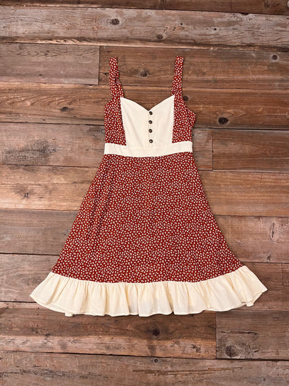 Field Day Dress Gemma Dress in Rust Floral and Oat