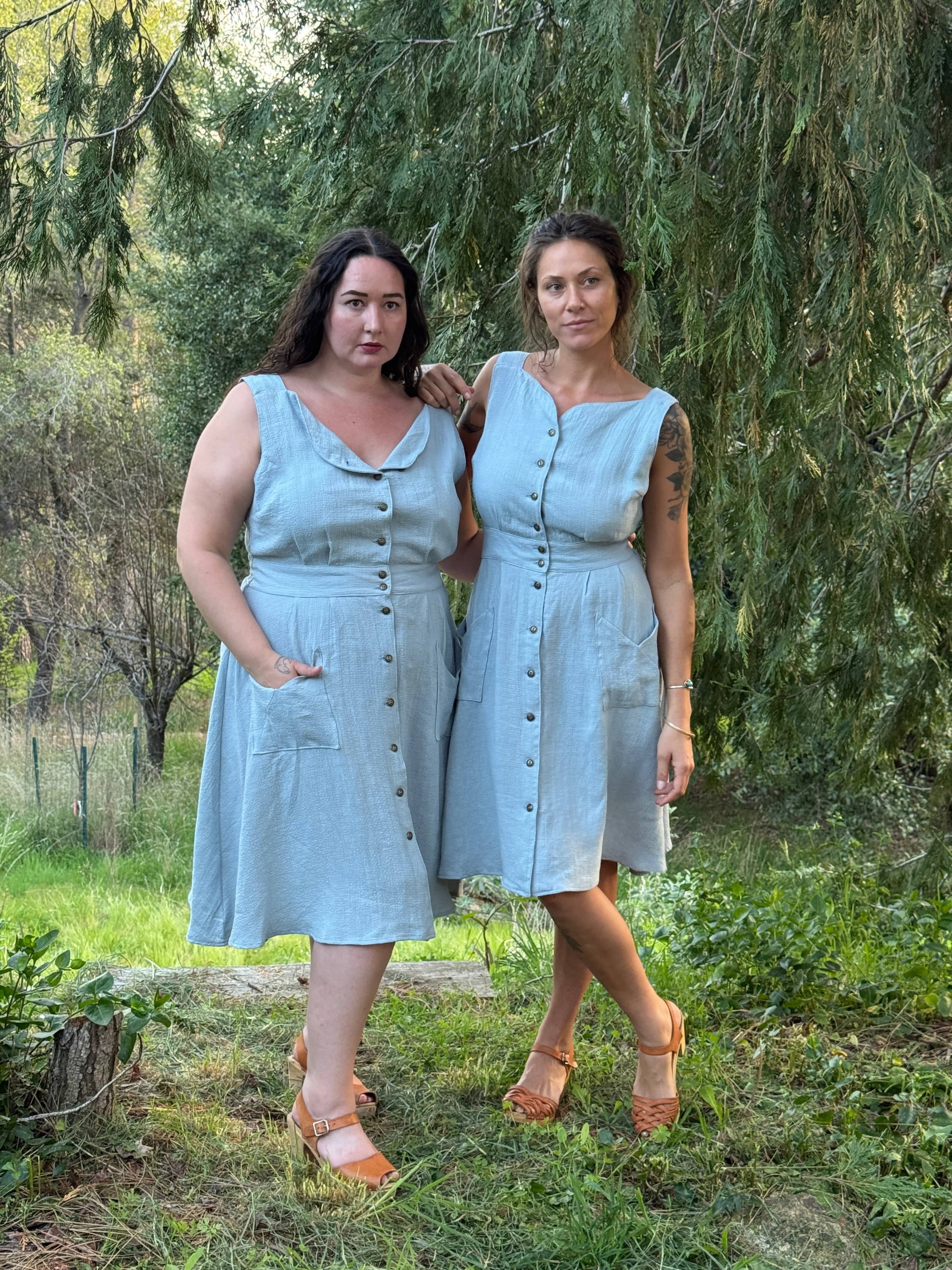 Field Day Dress Sheet Dress in BB Blue Texture Cotton