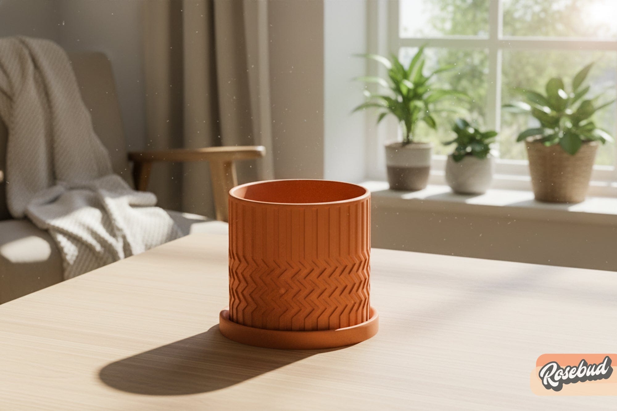 Rosebud HomeGoods Pots &amp; Planters Terracotta / 4 / With Drip Tray Minimalist Zig-Zag Planter