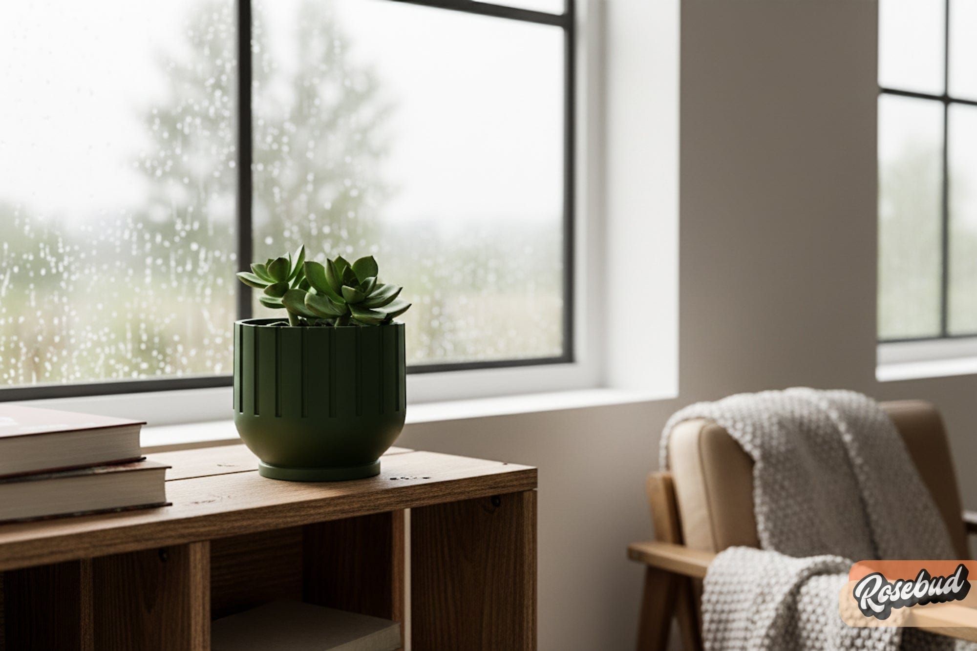 Modern Indoor Planter with Drainage – 3D Printed Fluted Plant Pot, Vertical Ribbed Design, Minimalist Decor Accent, Mid-Bubble