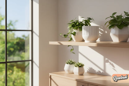 Modern Indoor Planter with Drainage – 3D Printed Fluted Plant Pot, Vertical Ribbed Design, Minimalist Decor Accent, Mid-Bubble