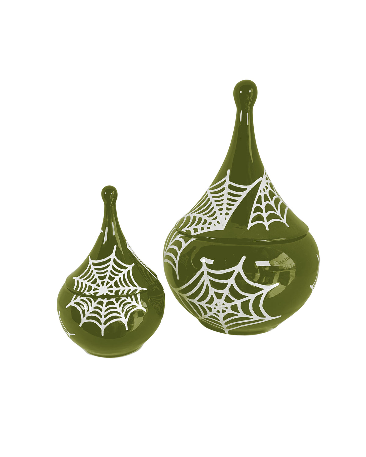 Spiderweb Teardrop Jar in Martini Green