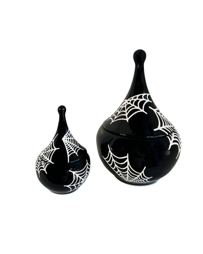 Spiderweb Teardrop Jar in Black