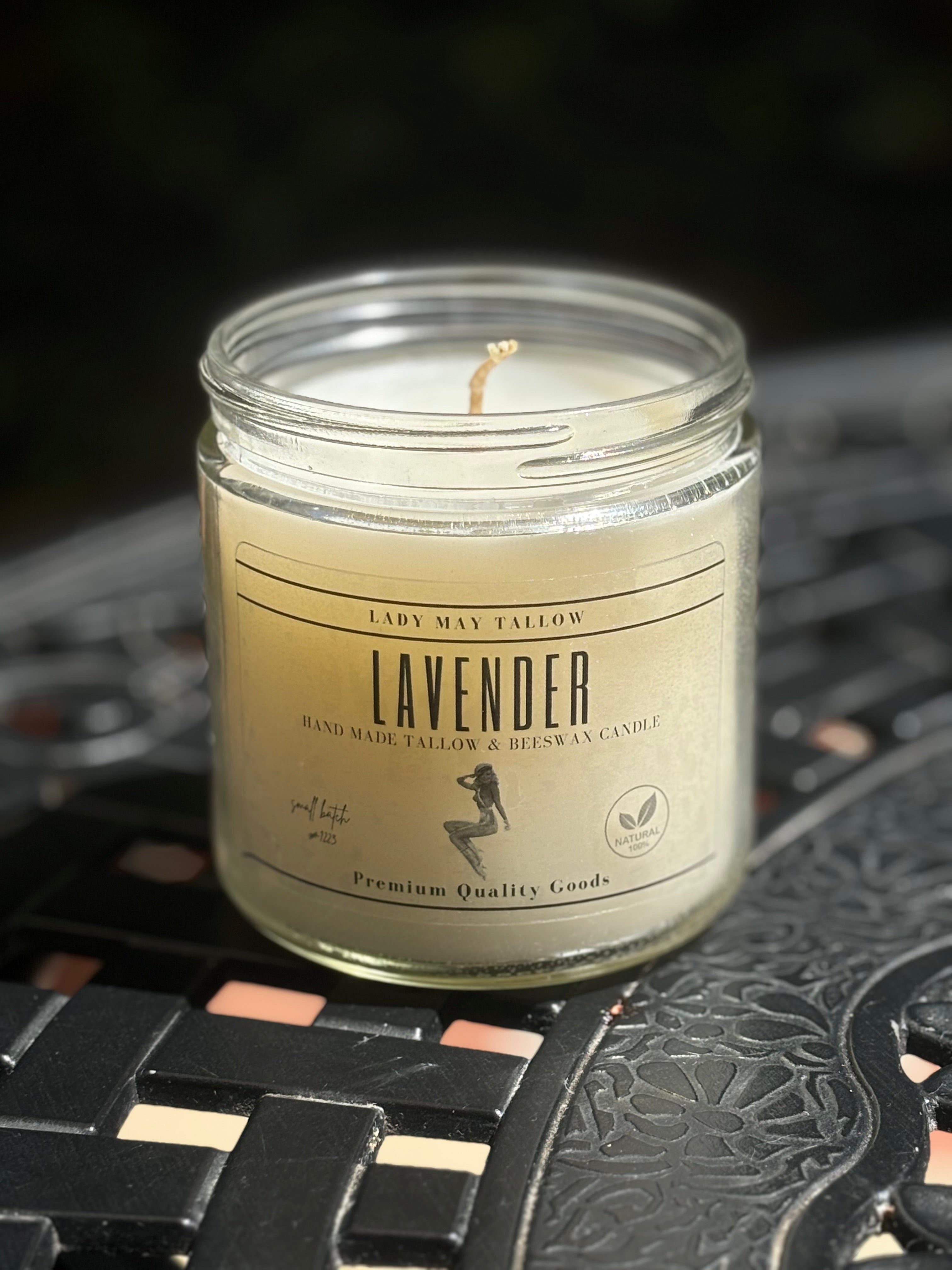 Lavender Tallow &amp; Beeswax Candle | All Natural, Non-Toxic, Clean Burning