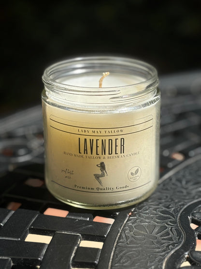 Lavender Tallow &amp; Beeswax Candle | All Natural, Non-Toxic, Clean Burning