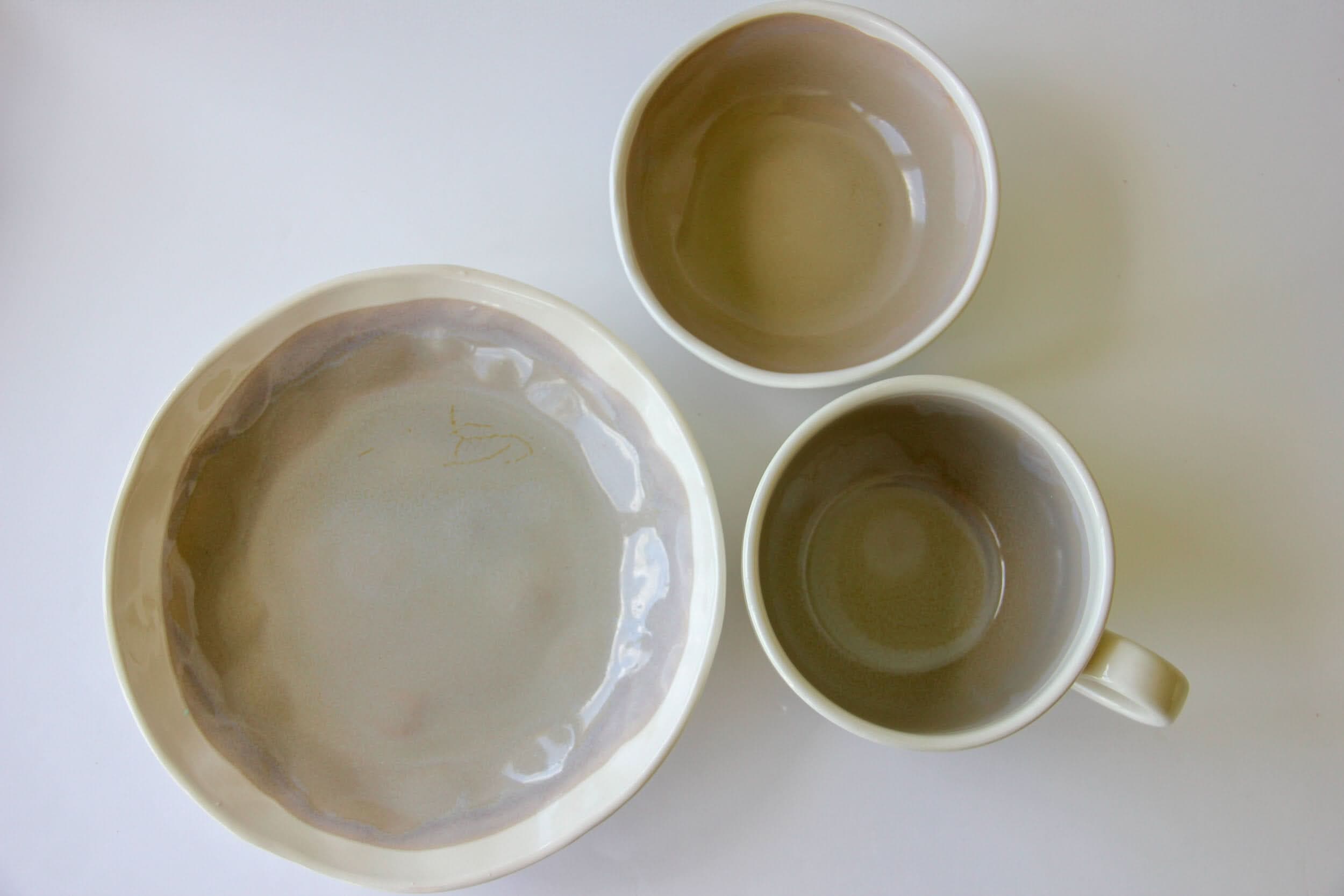 prodigalpottery Ceramic Oyster Shell Set Artisan Bowl Set