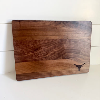 Texas Longhorns Walnut or Maple Hardwood Cutting Boards
