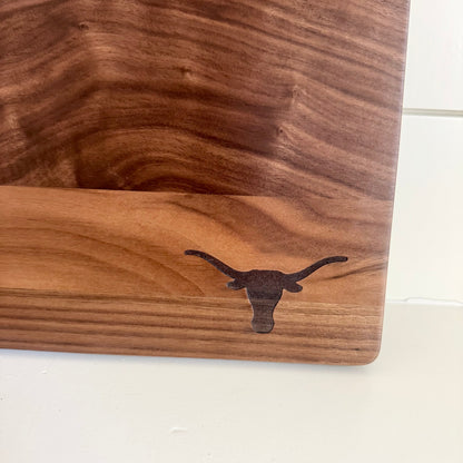 Texas Longhorns Walnut or Maple Hardwood Cutting Boards