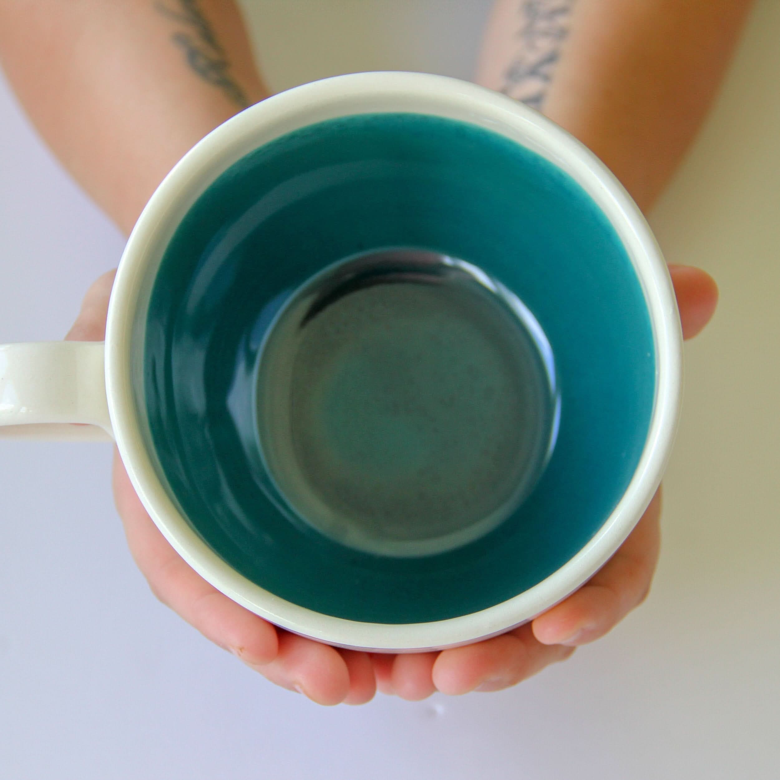 prodigalpottery Ceramic Green Sapphire Artisan Soup Mugs