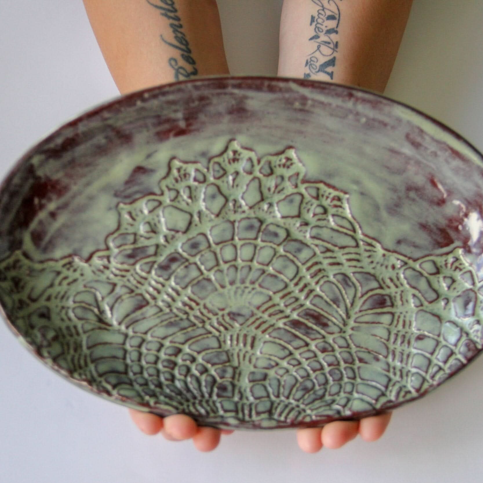 prodigalpottery Ceramic Moss Green Ceramic Oval Platter