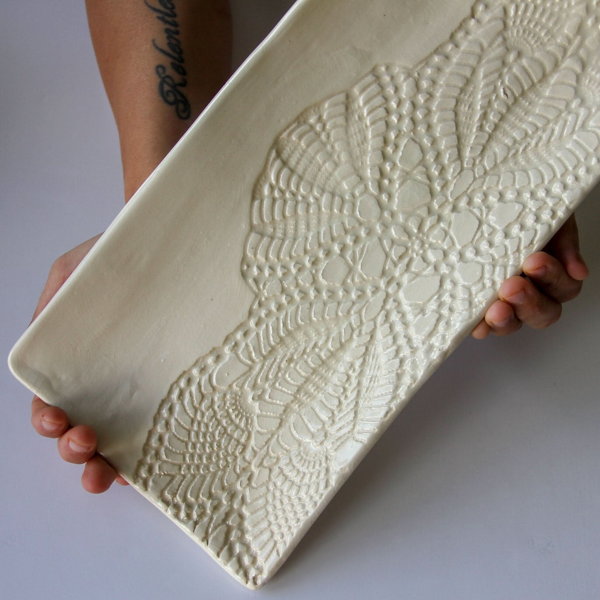 prodigalpottery Ceramic White Large Rectangular Platter