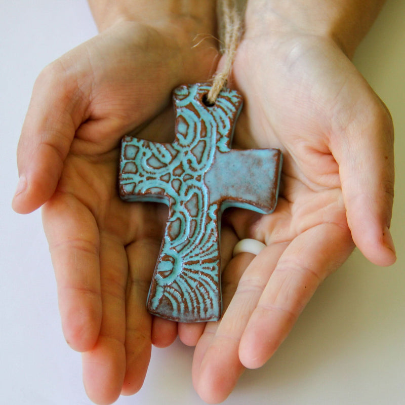 prodigalpottery Ceramic Flared Cross Ornament