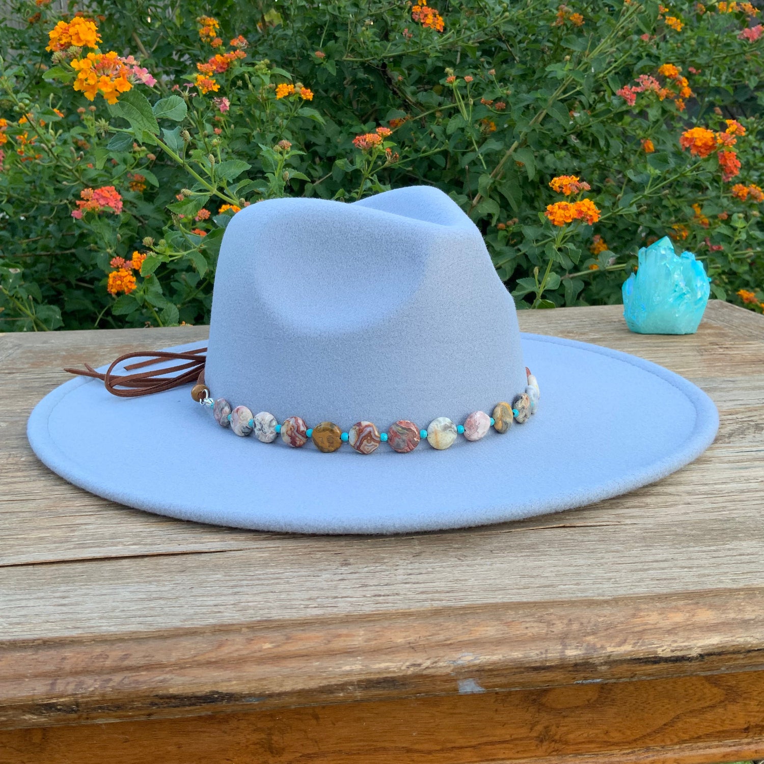 Crazy Lace Agate Hatband, Gemstone Hat Band