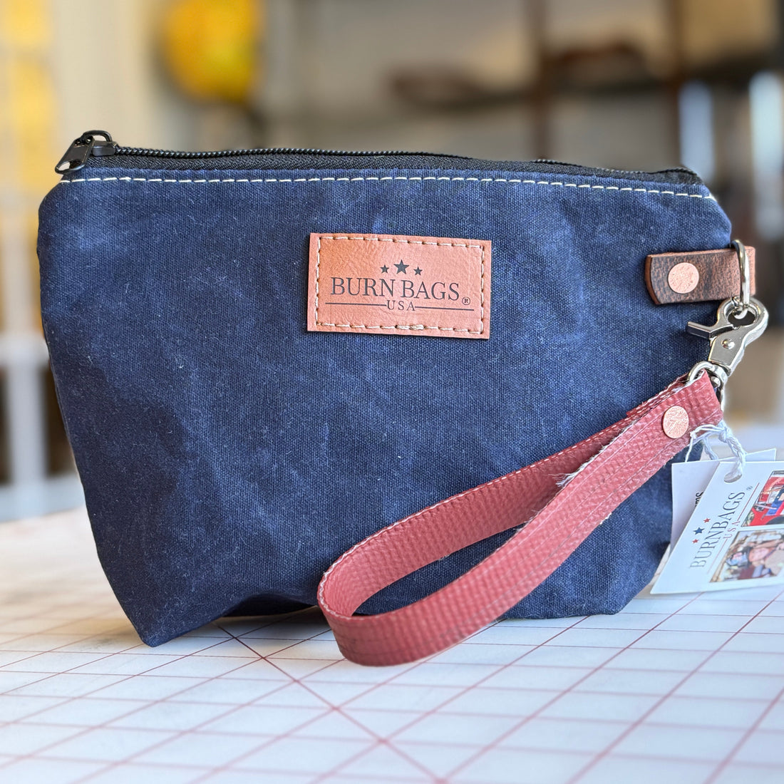 Navy and Red Fire Hose Clutch