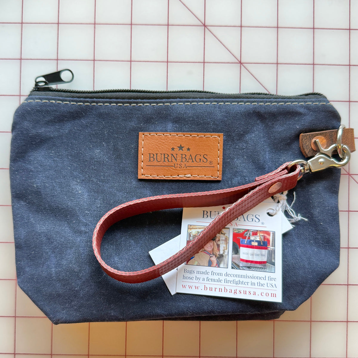 Navy and Red Fire Hose Clutch