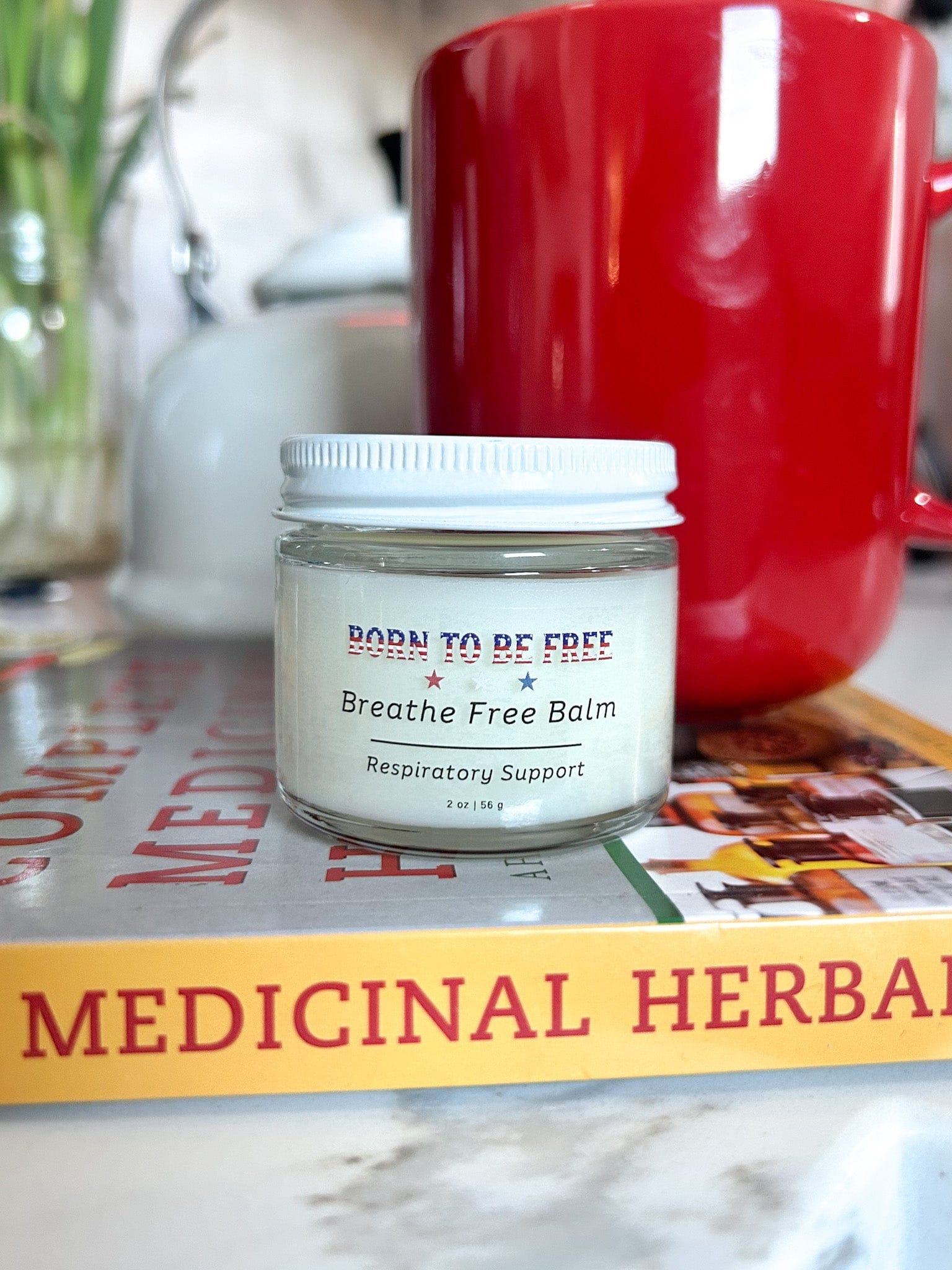 Born To Be Free Respiratory Relief 2 oz Glass Jar Breathe Free Balm