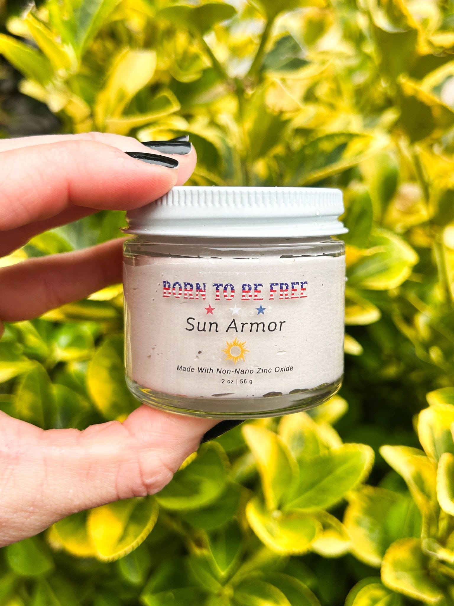 Born To Be Free sunscreen 2 oz Glass Jar Sun Armor Lotion