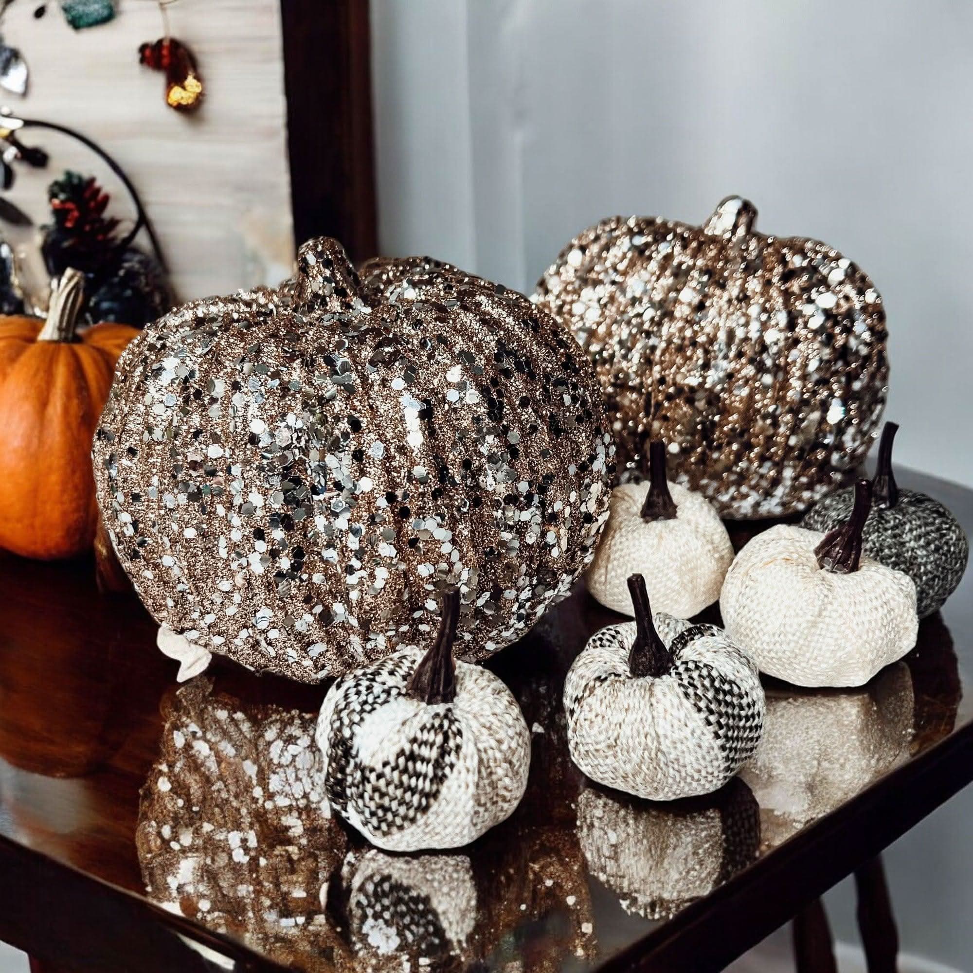 Gia Roma Fall Glitter Sequin Pumpkin 4"