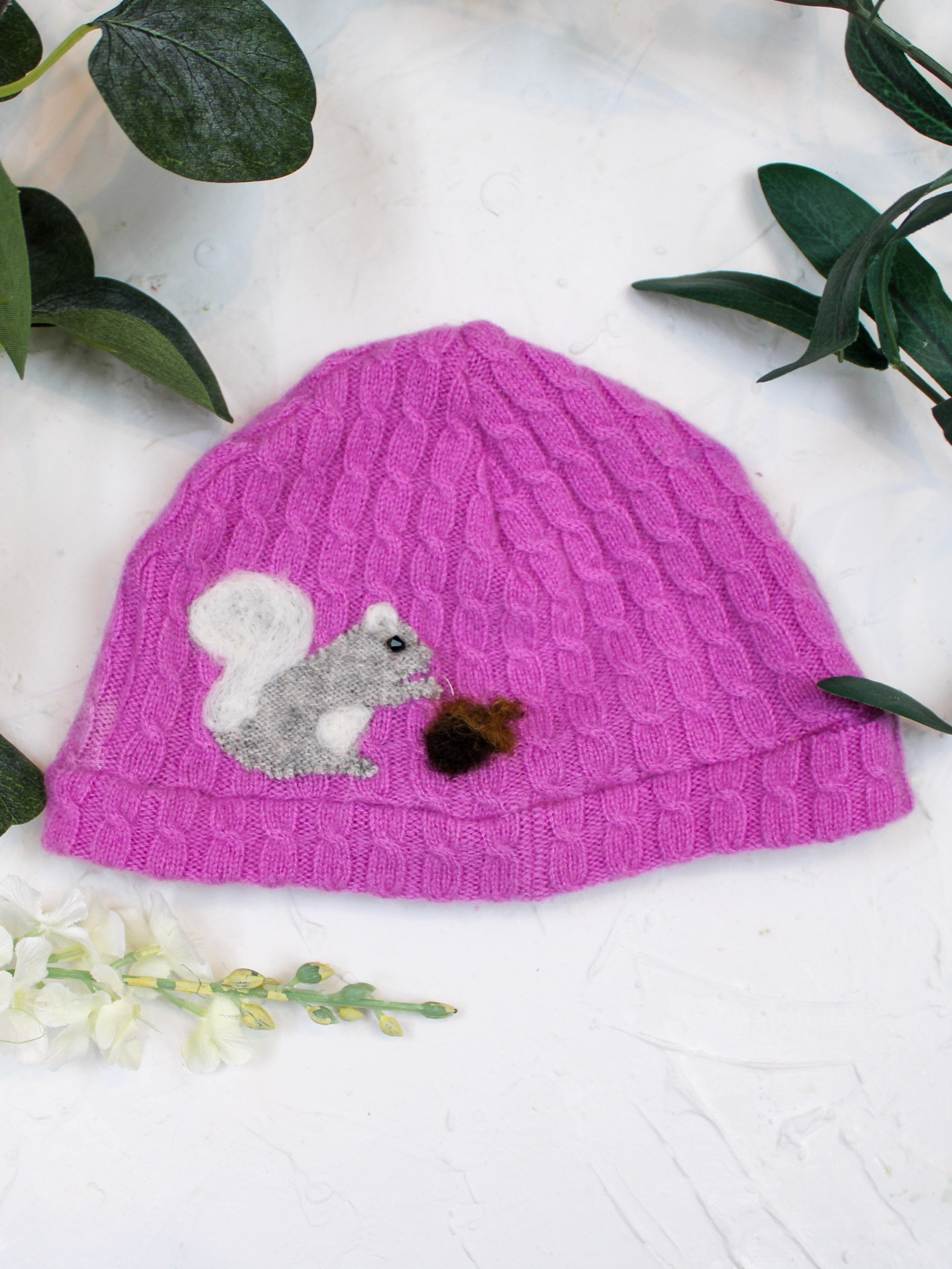 Ash &amp; Rose hat Fuchsia Squirrel Cashmere Hat - Baby