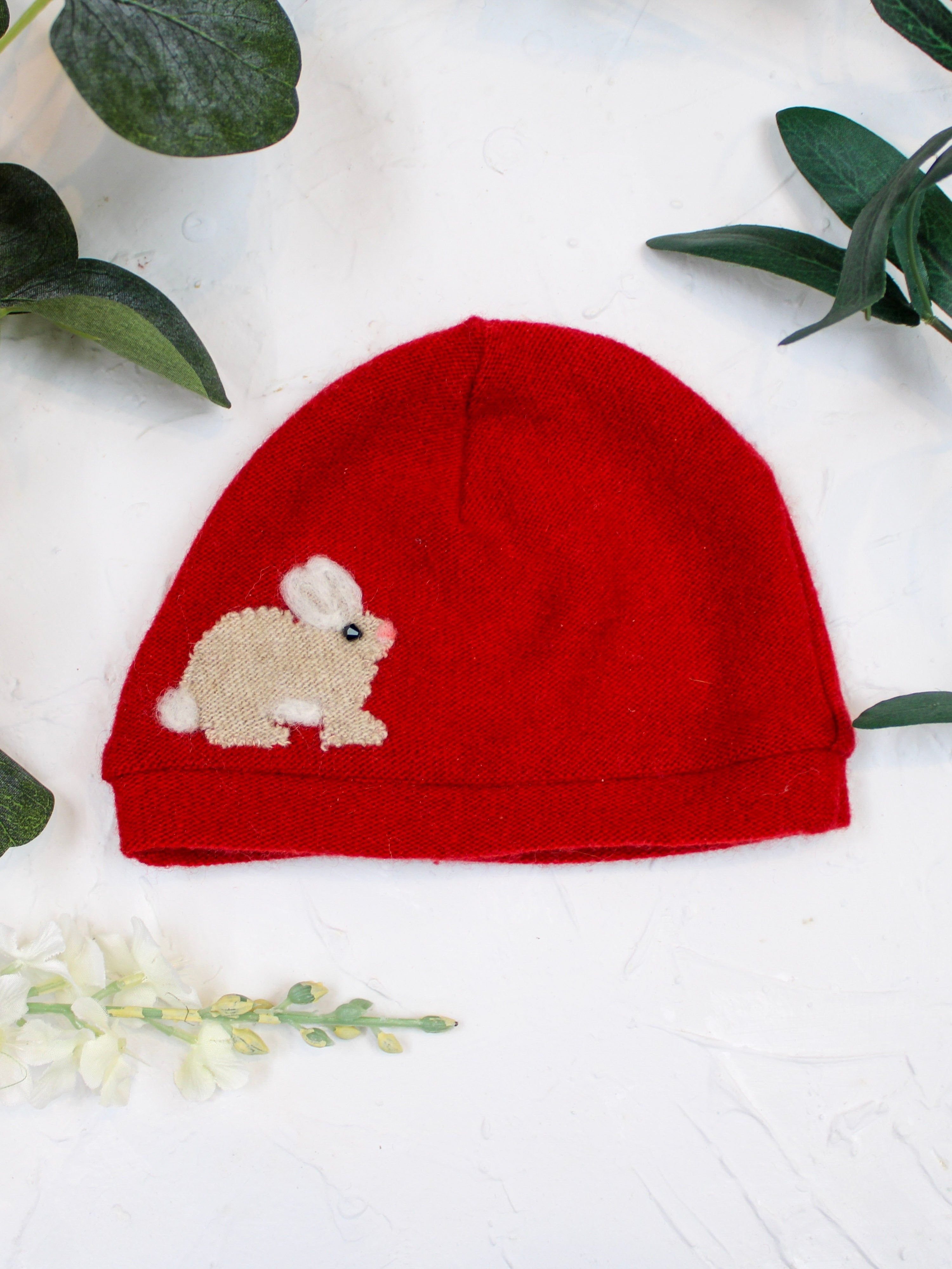 Ash &amp; Rose hat Red Bunny Cashmere Hat - Newborn