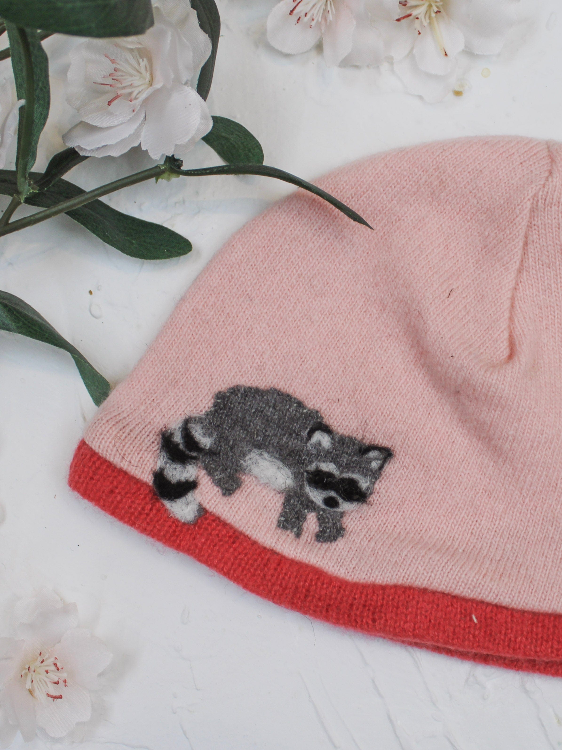 Ash &amp; Rose hat Pink Raccoon Cashmere Hat - Baby
